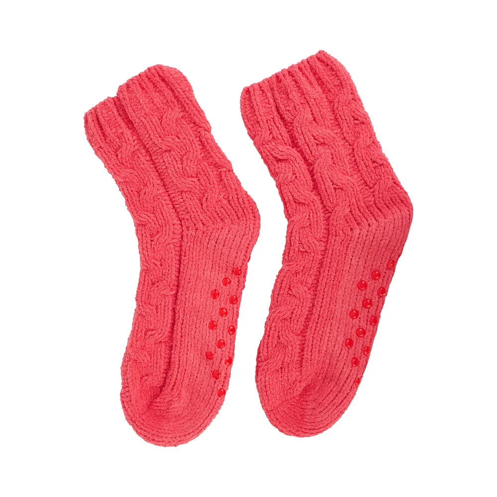 Chenille Room Socks - Cable Knit