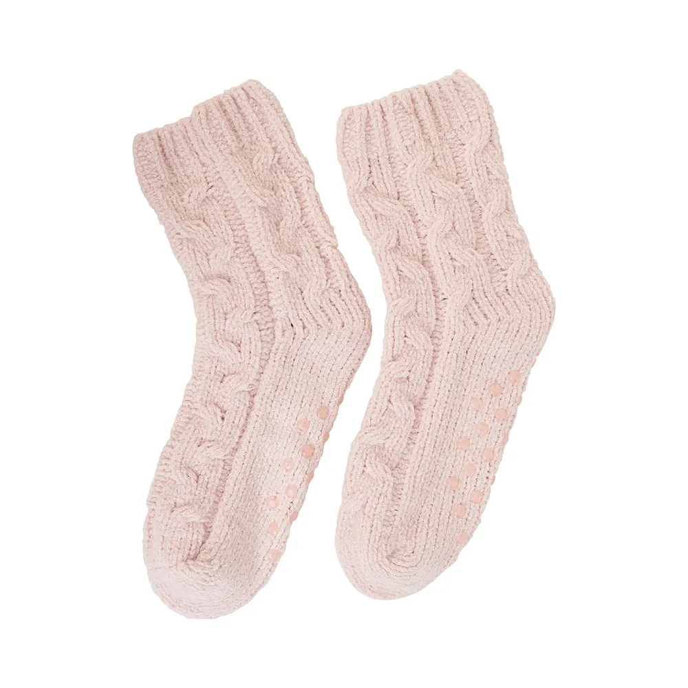 Chenille Room Socks - Cable Knit