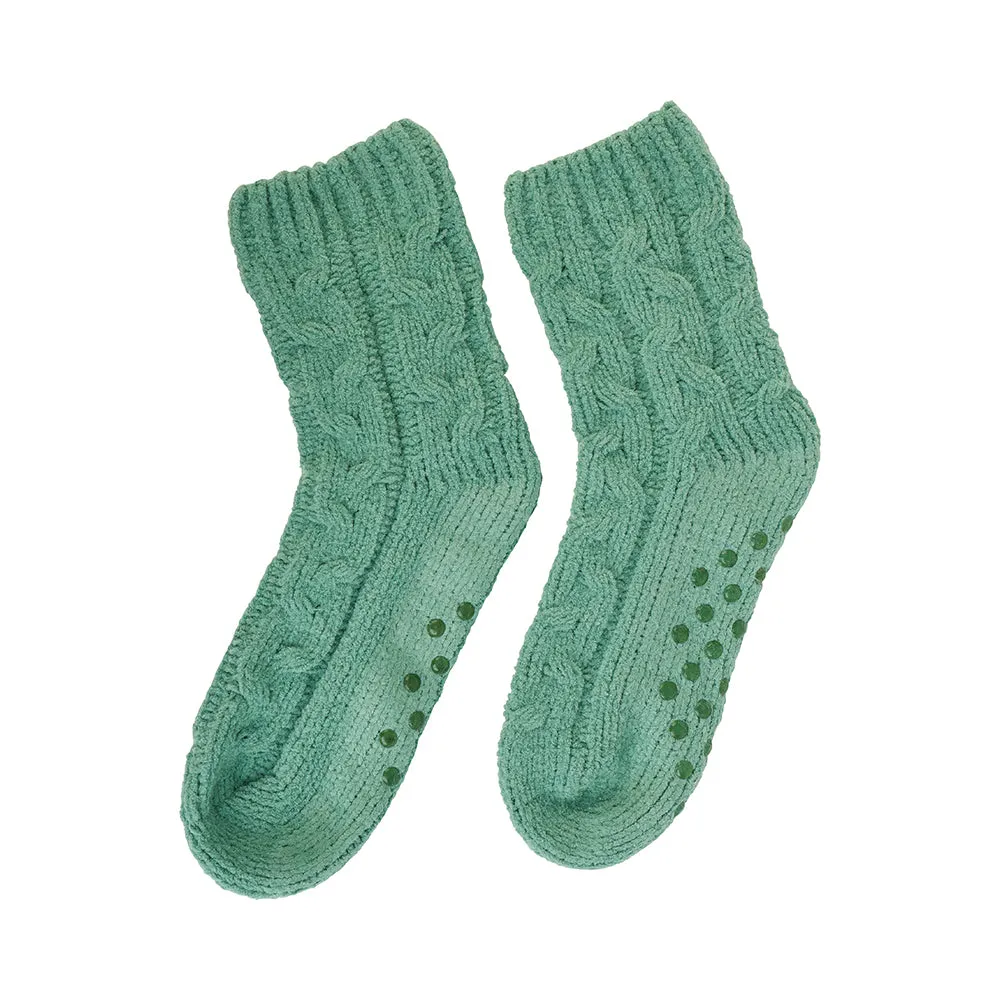 Chenille Room Socks - Cable Knit