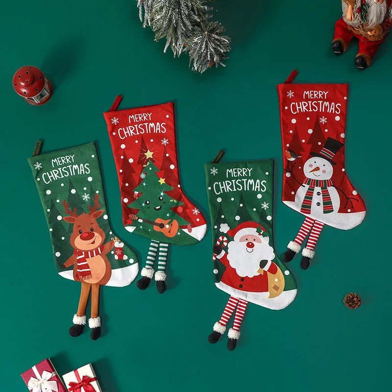 Christmas Hanging Stocking Large Gift Bag Santa Socks Holiday Tree Decorations New Year Decoration