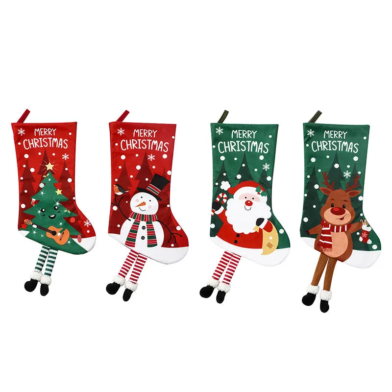 Christmas Hanging Stocking Large Gift Bag Santa Socks Holiday Tree Decorations New Year Decoration