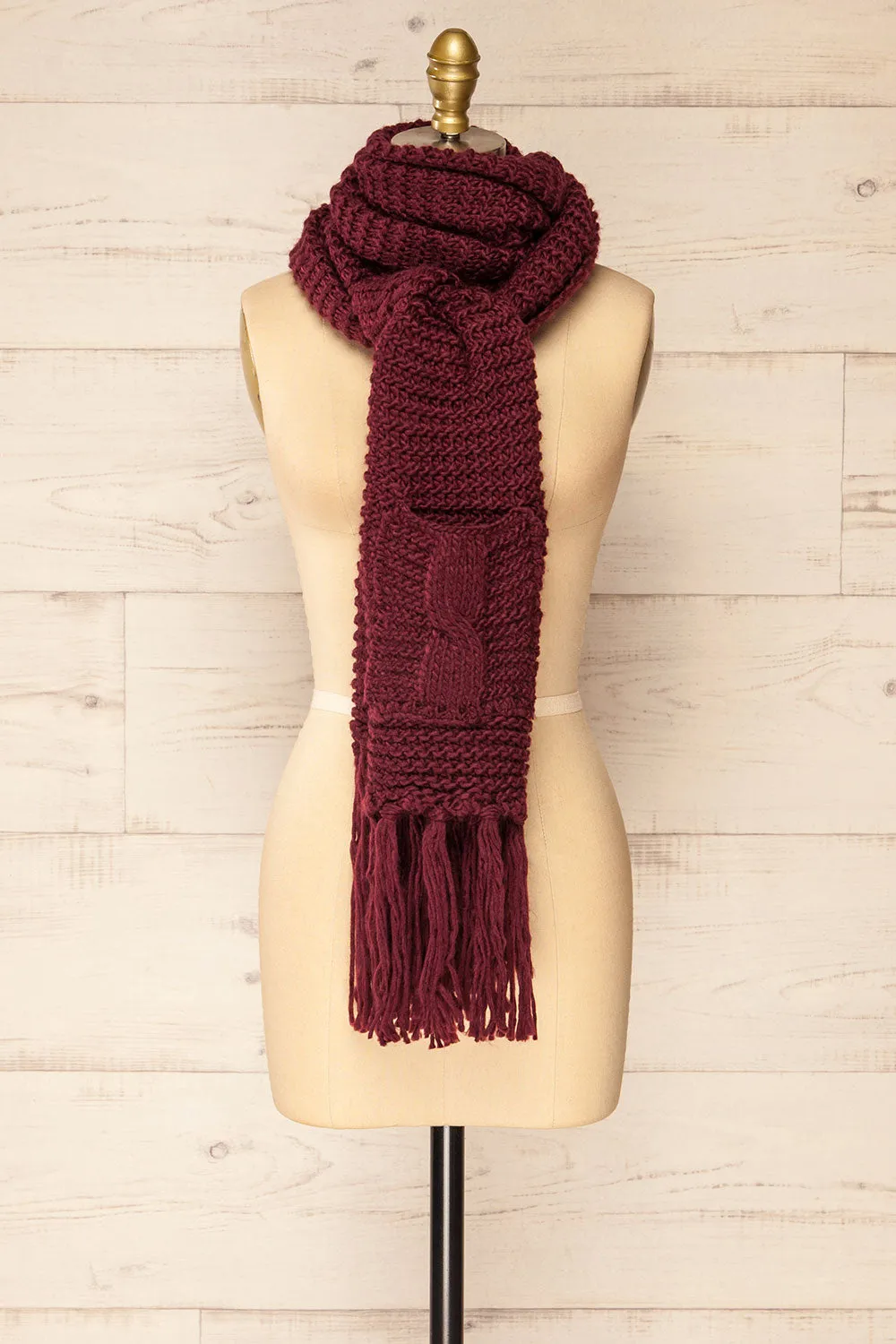 Chunkyss Burgundy | Thick Knit Scarf w/ Pockets