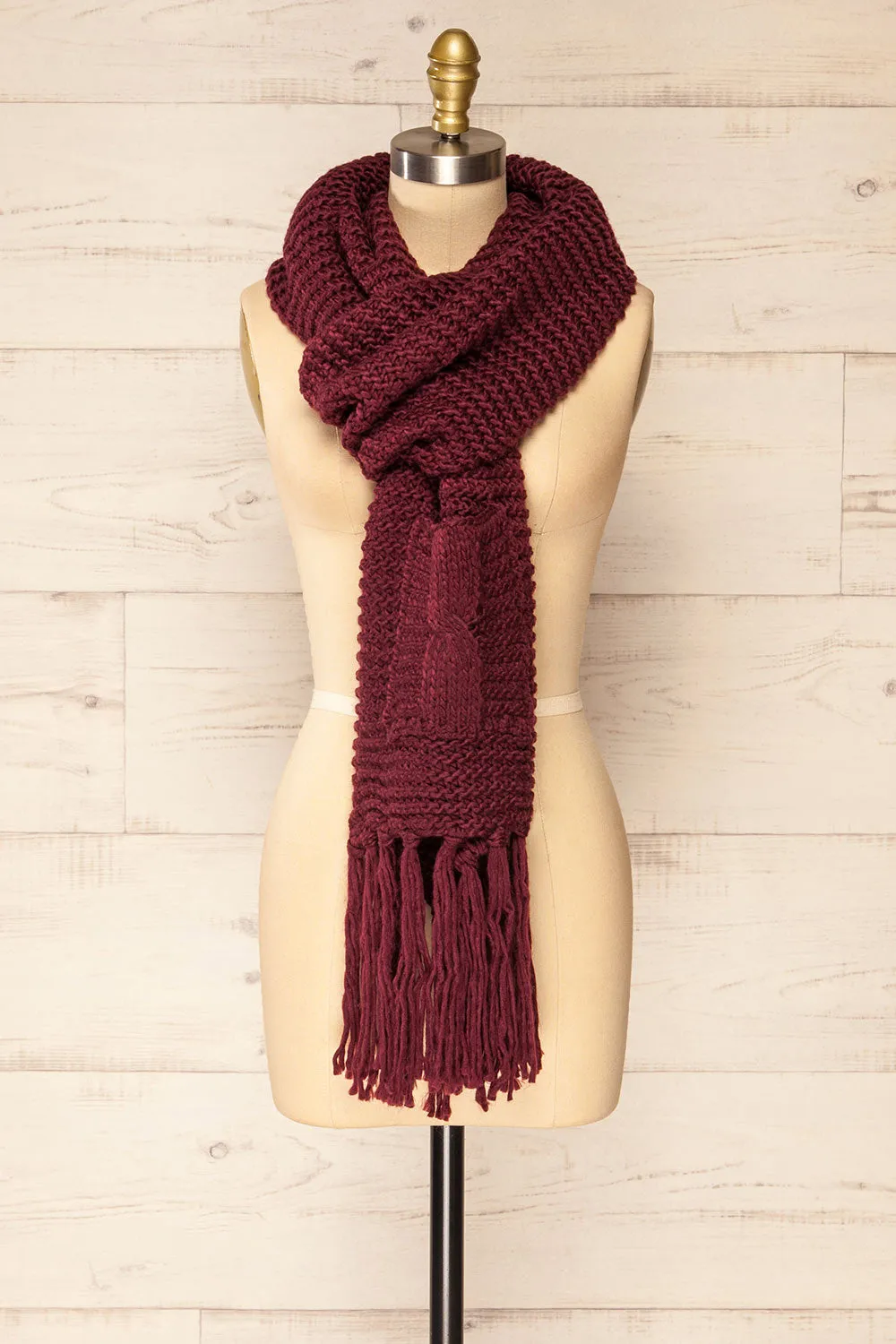 Chunkyss Burgundy | Thick Knit Scarf w/ Pockets