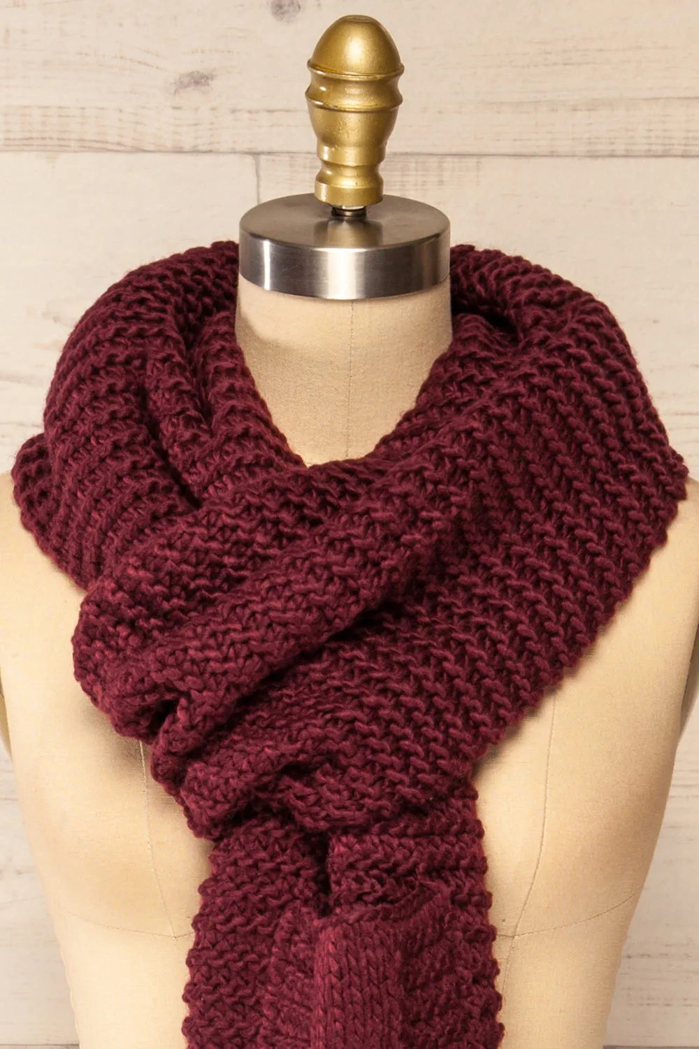 Chunkyss Burgundy | Thick Knit Scarf w/ Pockets