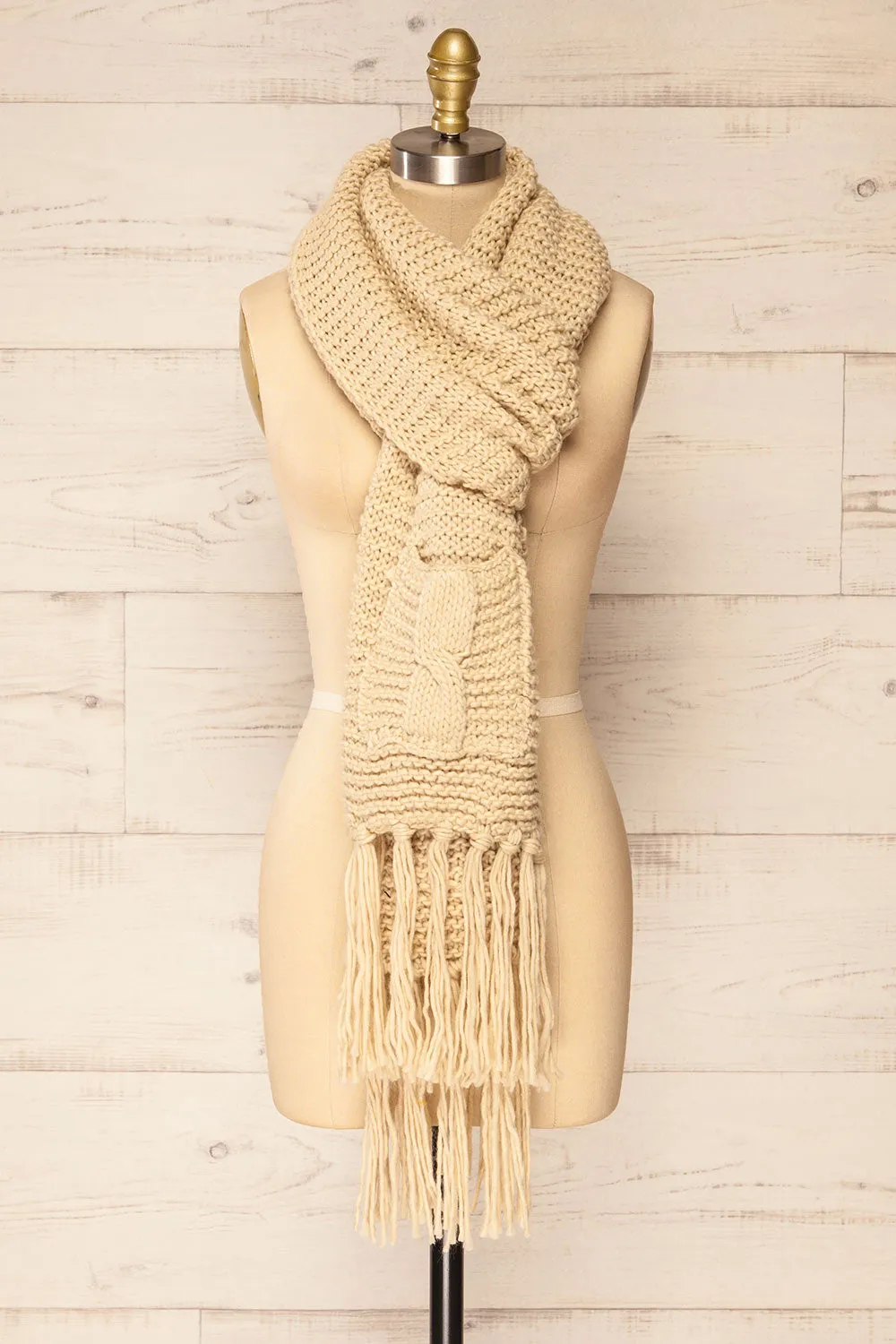 Chunkyss Ivory | Thick Knit Scarf w/ Pockets