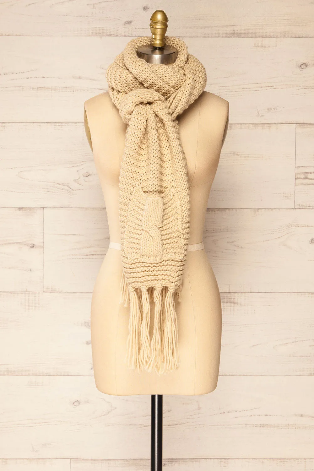 Chunkyss Ivory | Thick Knit Scarf w/ Pockets