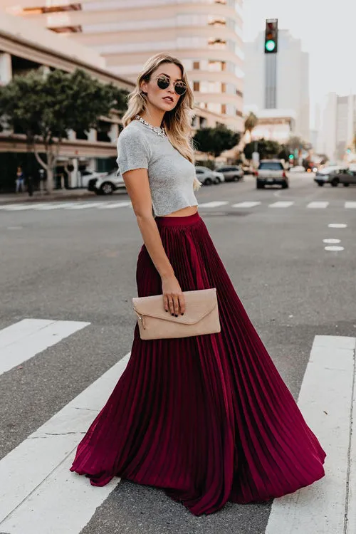 City View Pleated Maxi Skirt - 6 Colors