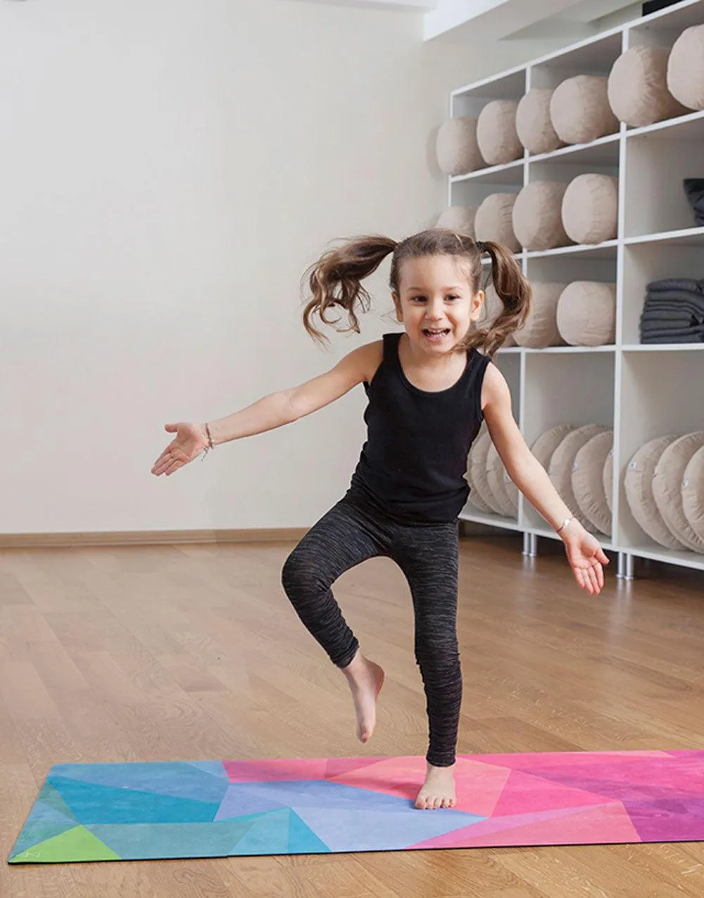 Combo Yoga Mat: 2-in-1 (Mat   Towel) - Kids Geo - Lightweight, Ultra-Soft