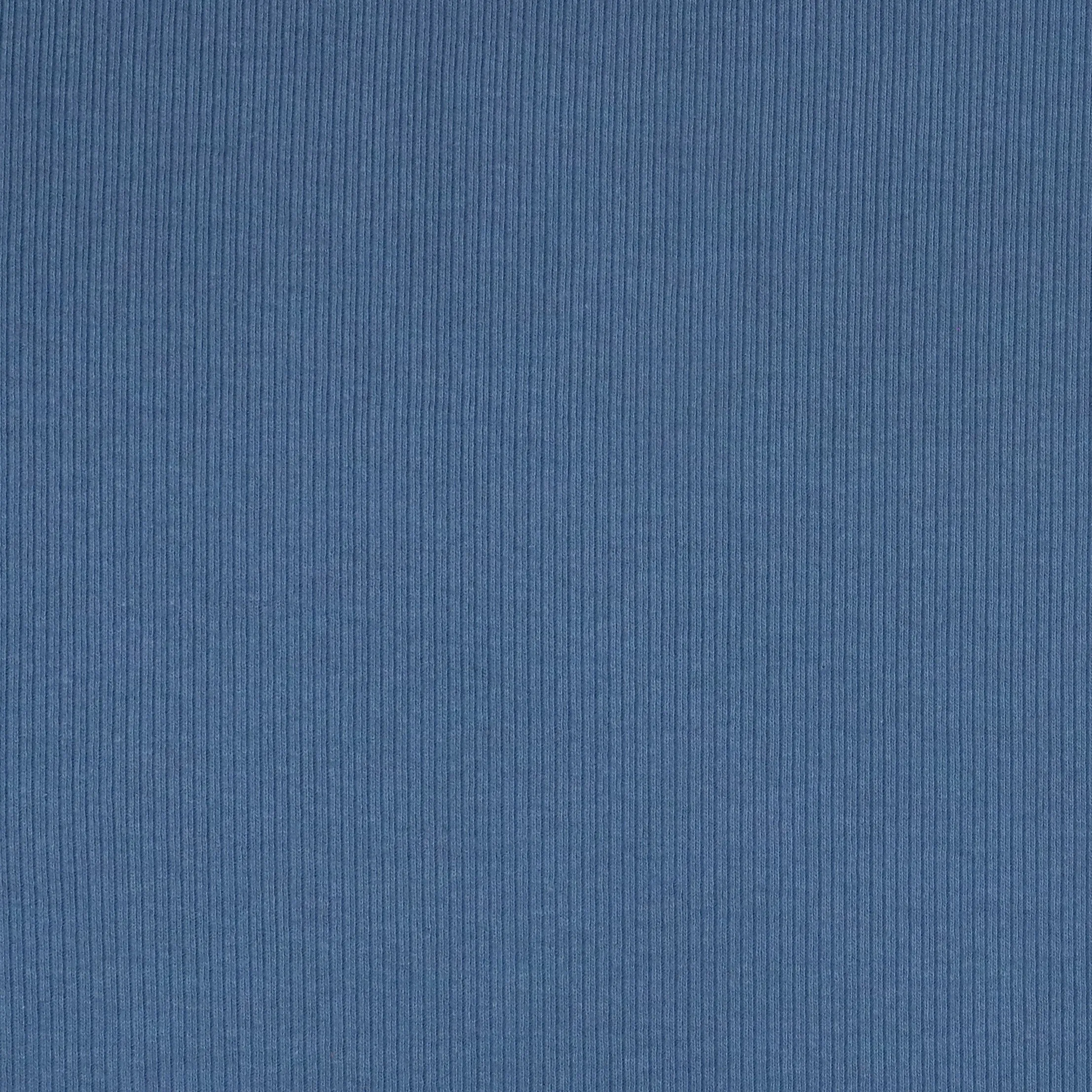 Cotton Narrow Ribbed Jersey - Steel Blue - END OF BOLT 94cm