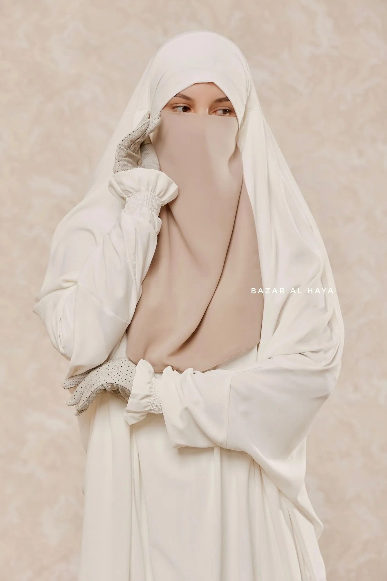 Creme Beige Single Half Niqab - Super Breathable Veil