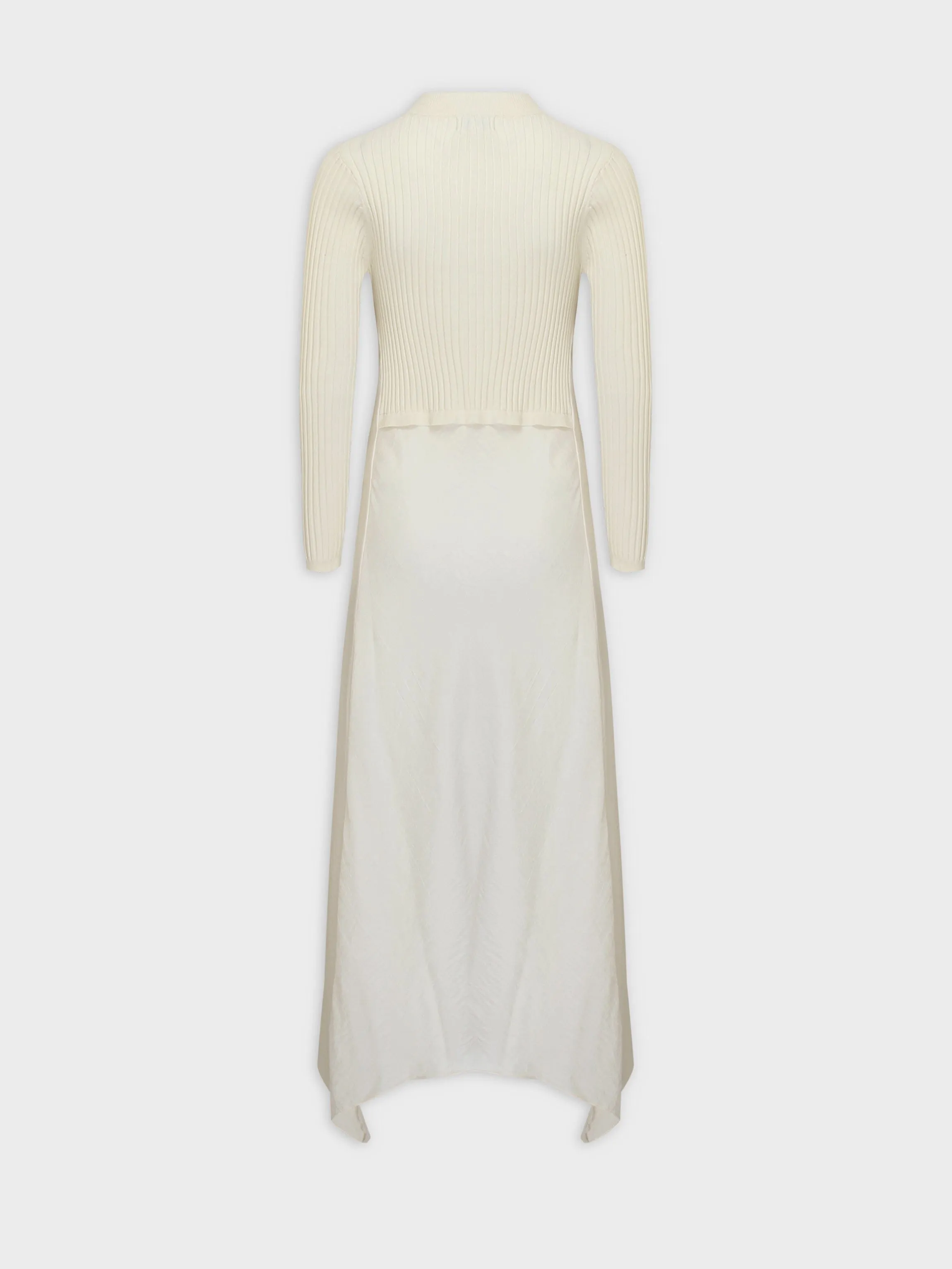 Crew Knit Satin Dress-Ivory