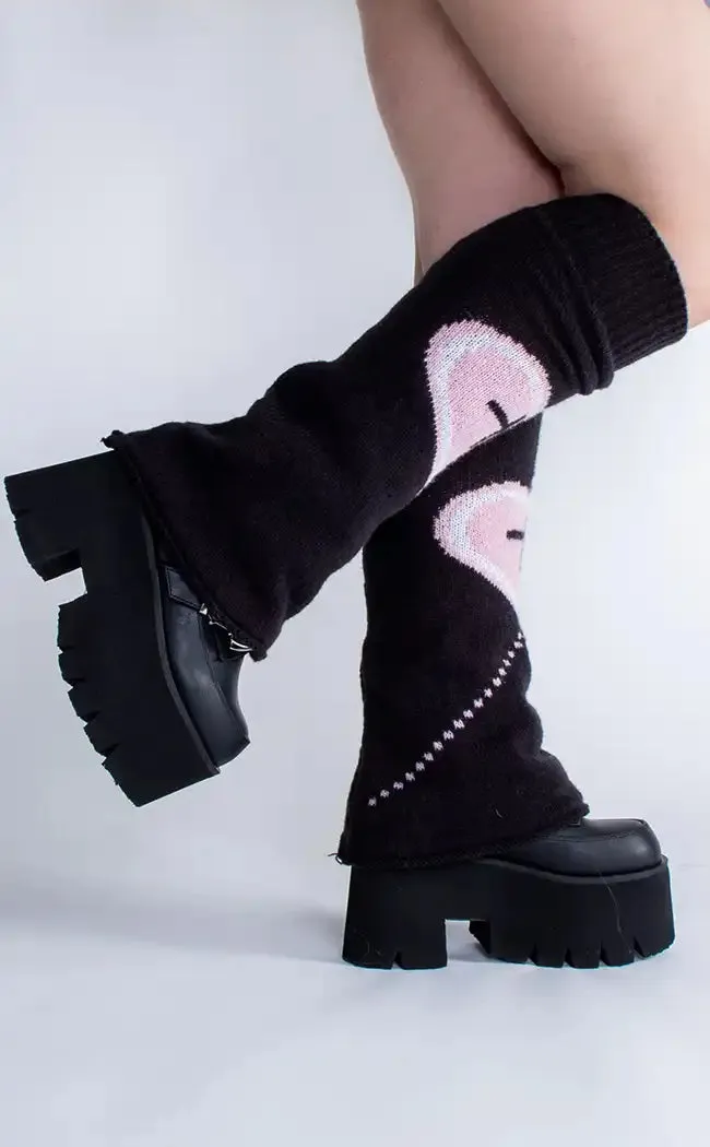 Cross My Heart Pastel & Black Knit Leg Warmers