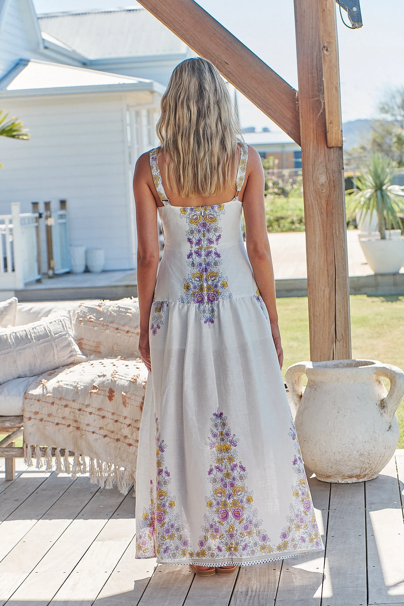 DAYLILIES WHITE LINEN BIANCA MAXI DRESS