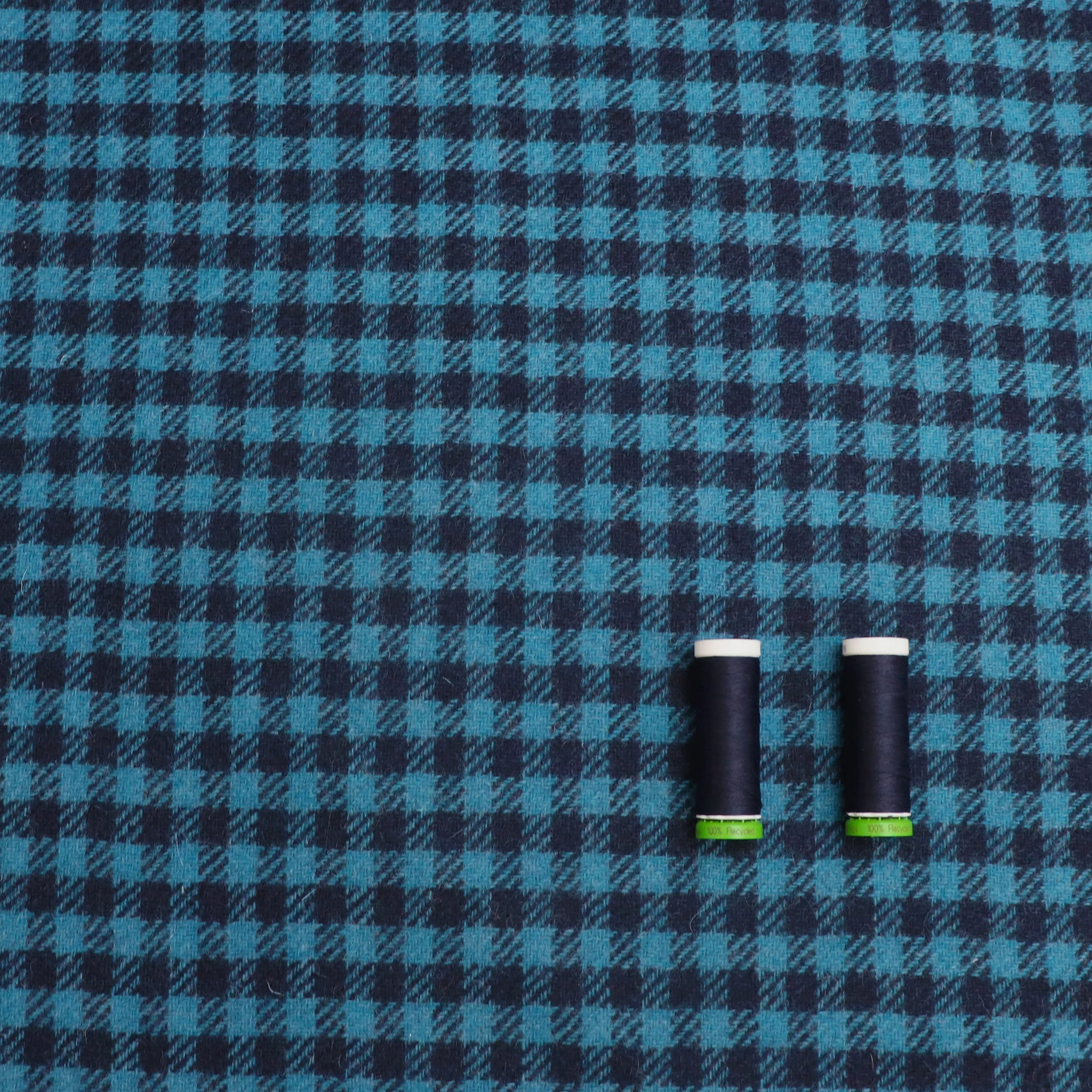 Deadstock Wool Coating - Blue Check - UK Made - END OF BOLT 108cm