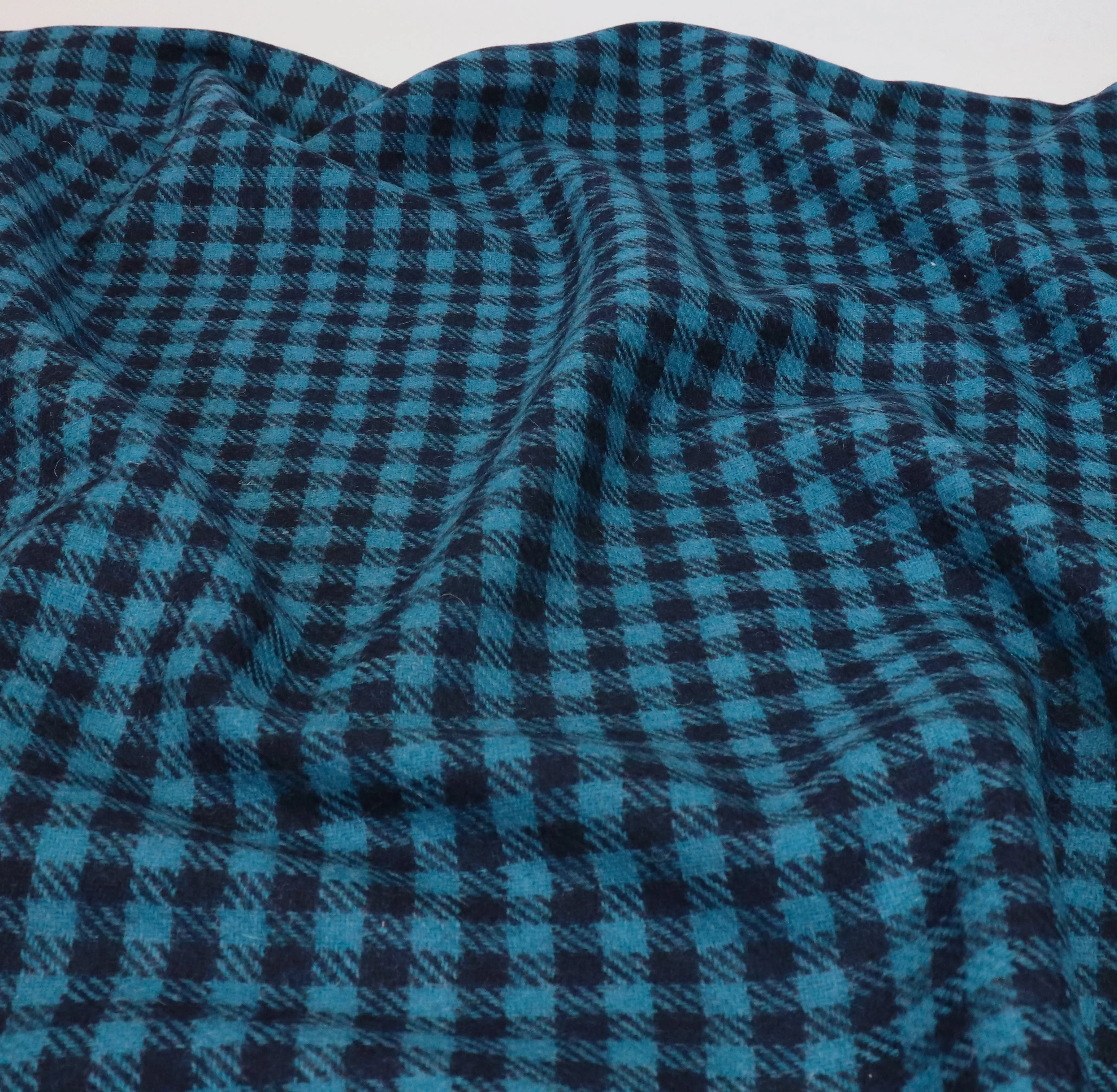 Deadstock Wool Coating - Blue Check - UK Made - END OF BOLT 108cm