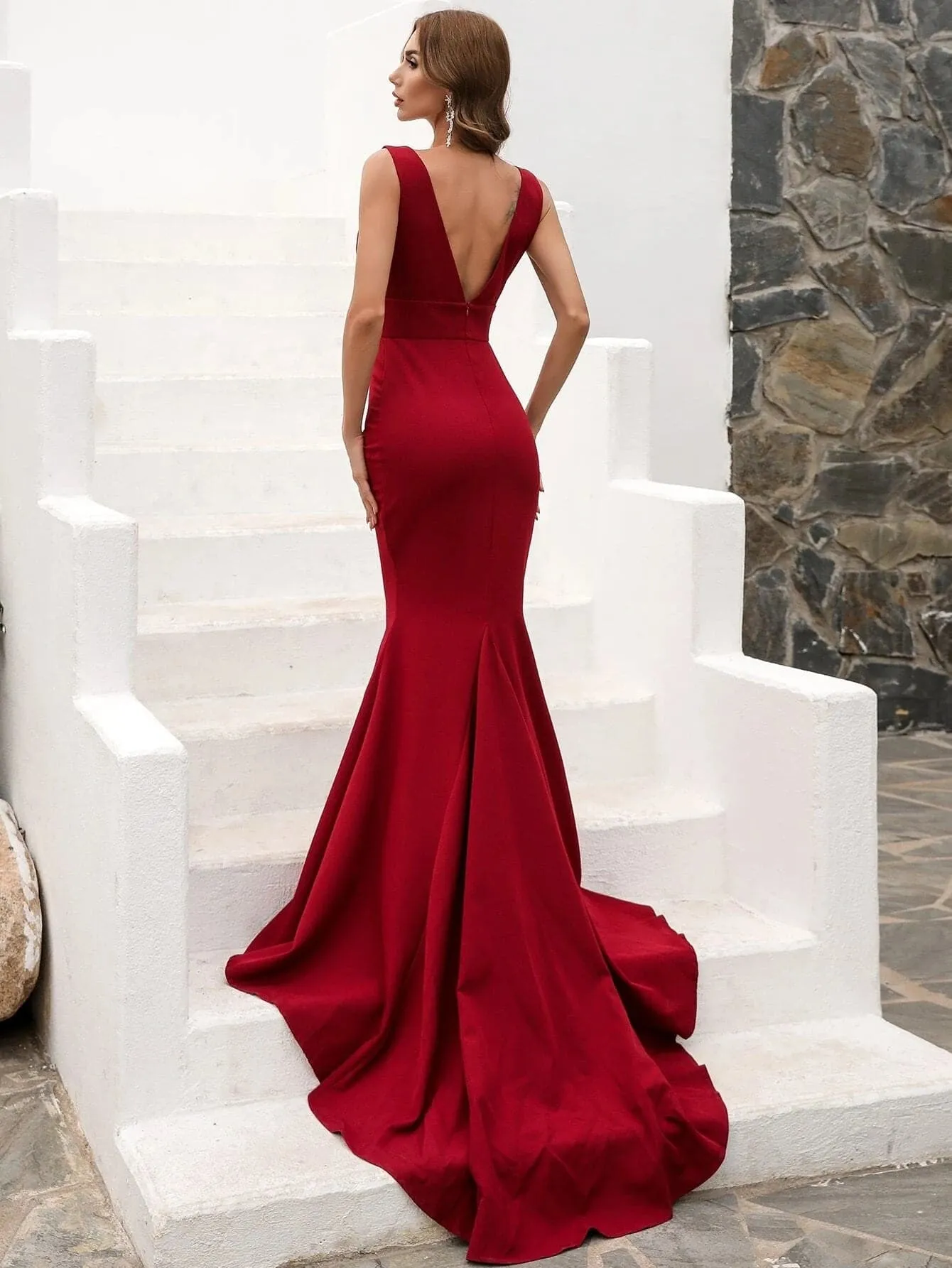 Deep V-neck Mermaid Prom Dress M0763