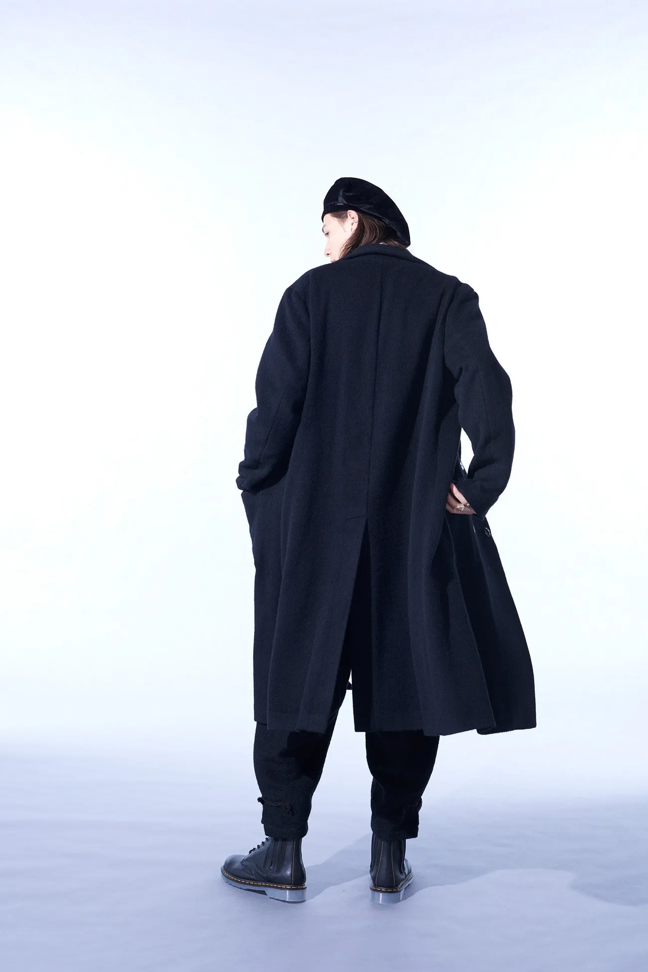 ECO WOOL BEAVER DOUBLE-BREASTED SNAP BUTTON LONG COAT