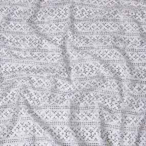 Elegant Monochrome Geometric Embroidered Fabric - Synthetic Cotton, 110cm Width-D18747