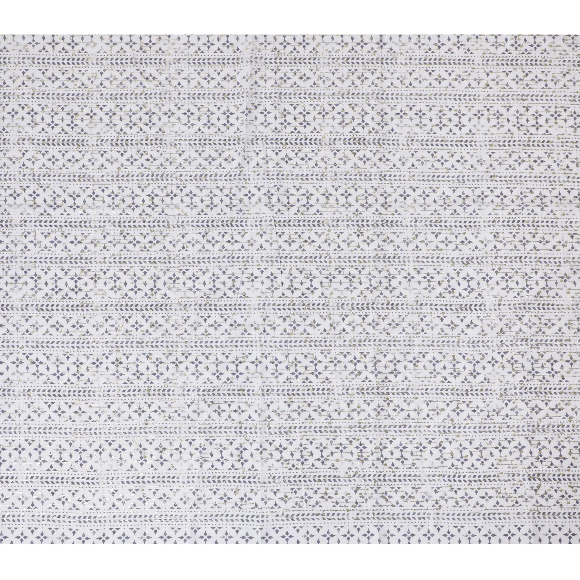 Elegant Monochrome Geometric Embroidered Fabric - Synthetic Cotton, 110cm Width-D18747