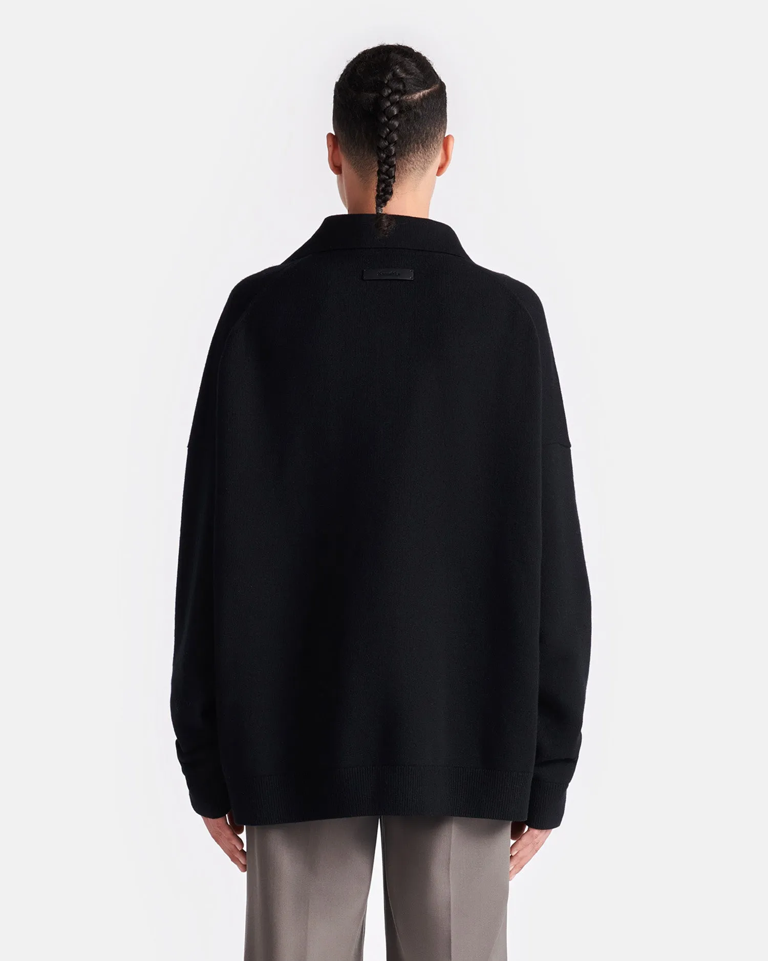 Elieke - Plush Cashmere Polo-Neck Sweater - Black