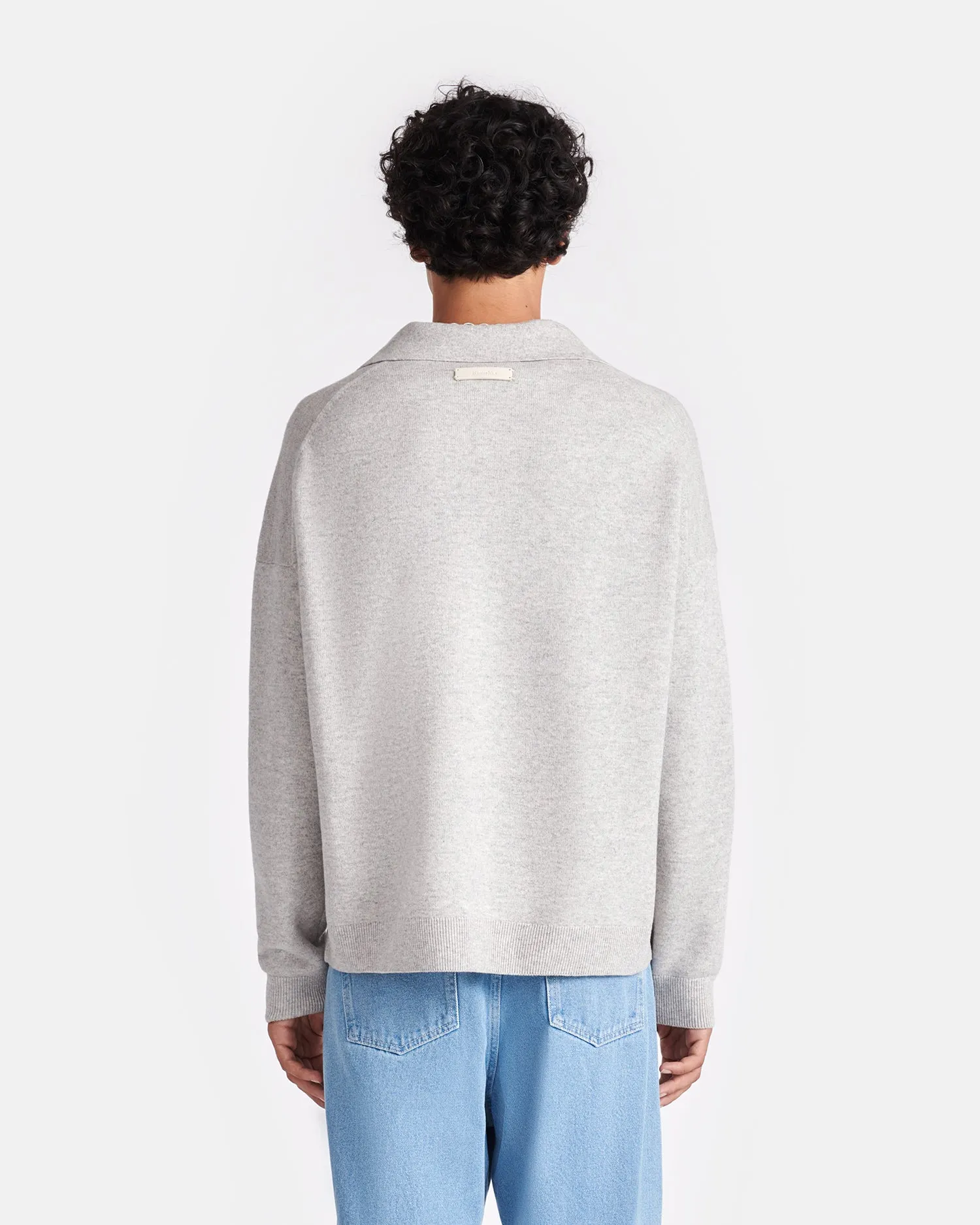 Elieke - Plush Cashmere Polo-Neck Sweater - Gray