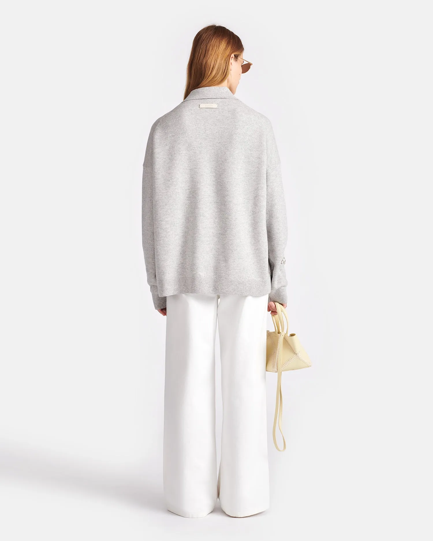 Elieke - Plush Cashmere Polo-Neck Sweater - Gray