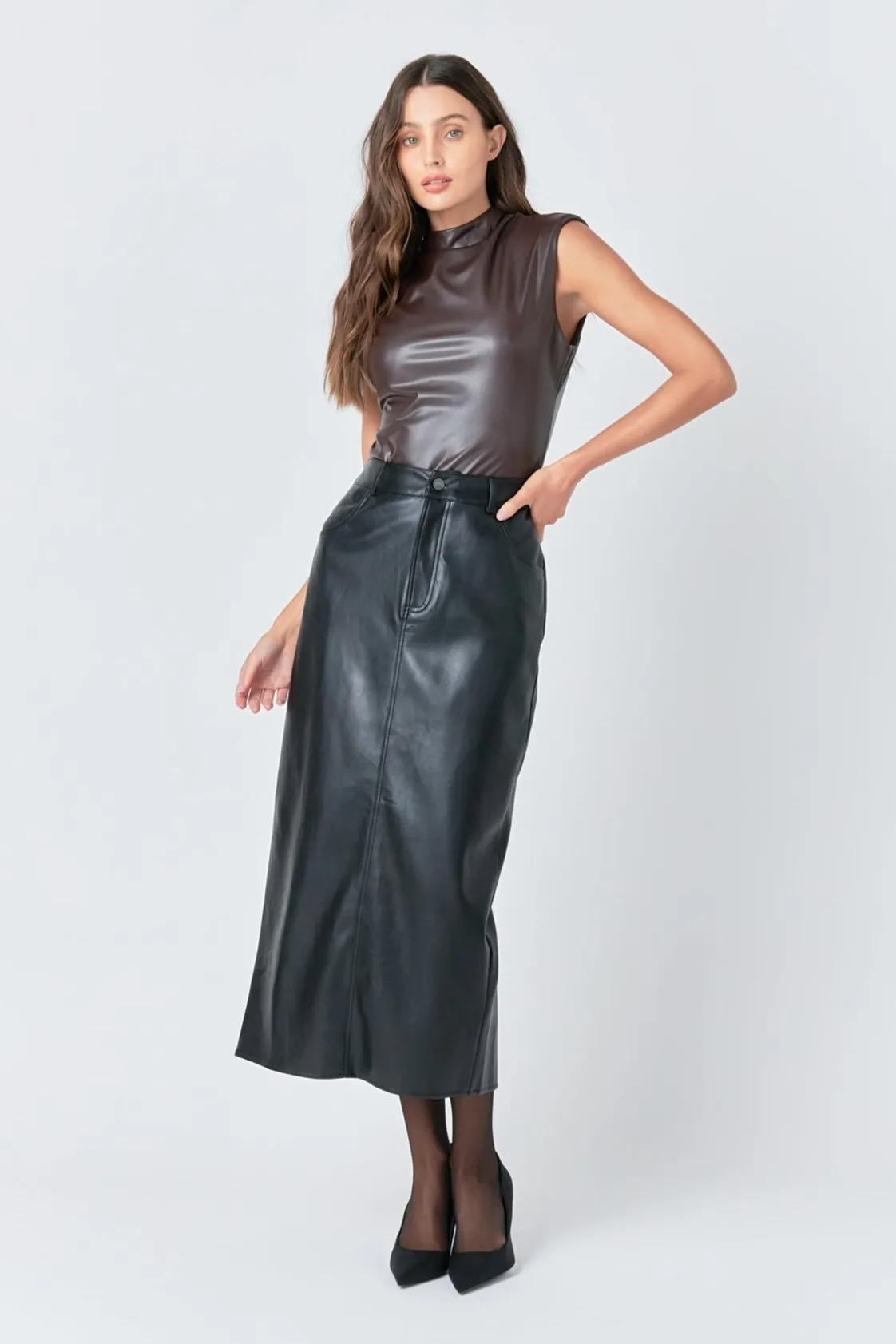 Faux Leather Maxi Skirt