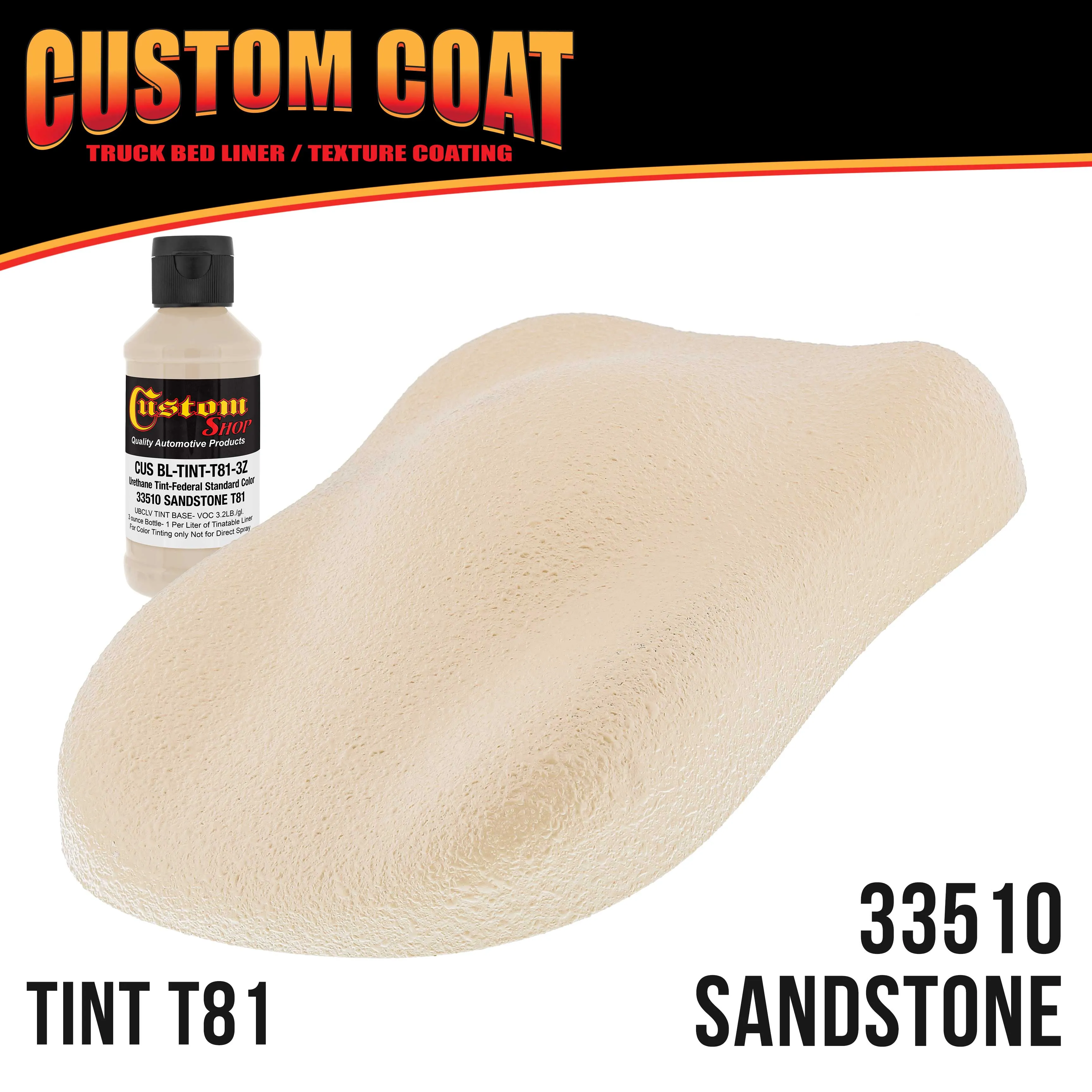 Federal Standard Color #33510 Sandstone T81 Urethane Roll-On, Brush-On or Spray-On Truck Bed Liner, 1 Gallon Kit with Roller Applicator Kit