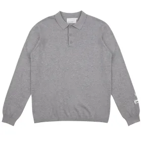 Fine Cut Knitted Polo - Light Grey Melange