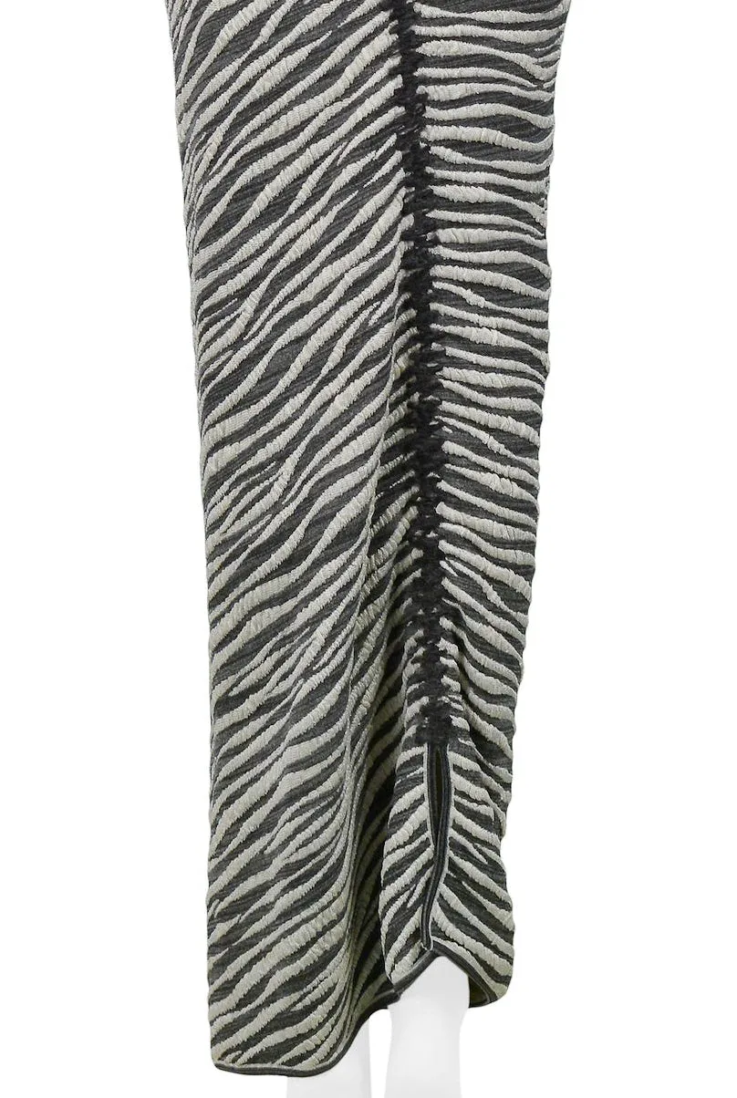 GIANFRANCO FERRE GREY & WHITE ZEBRA STRIPE MAXI DRESS 1999