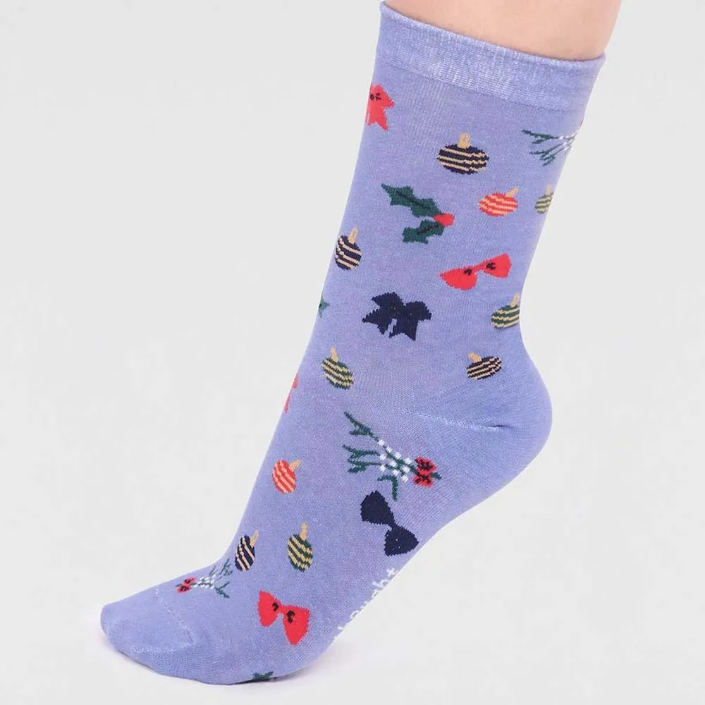 Gift Box of 4 Women's Organic Cotton Christmas Socks by Thought - 'Carole'