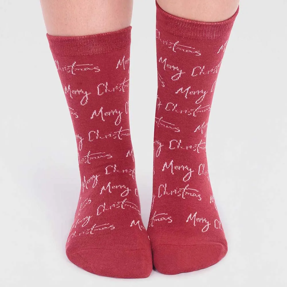 Gift Box of 4 Women's Organic Cotton Christmas Socks by Thought - 'Carole'