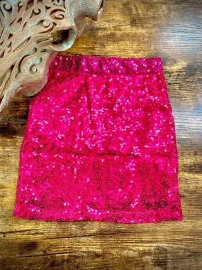 Girls Pink Sequin Skirt