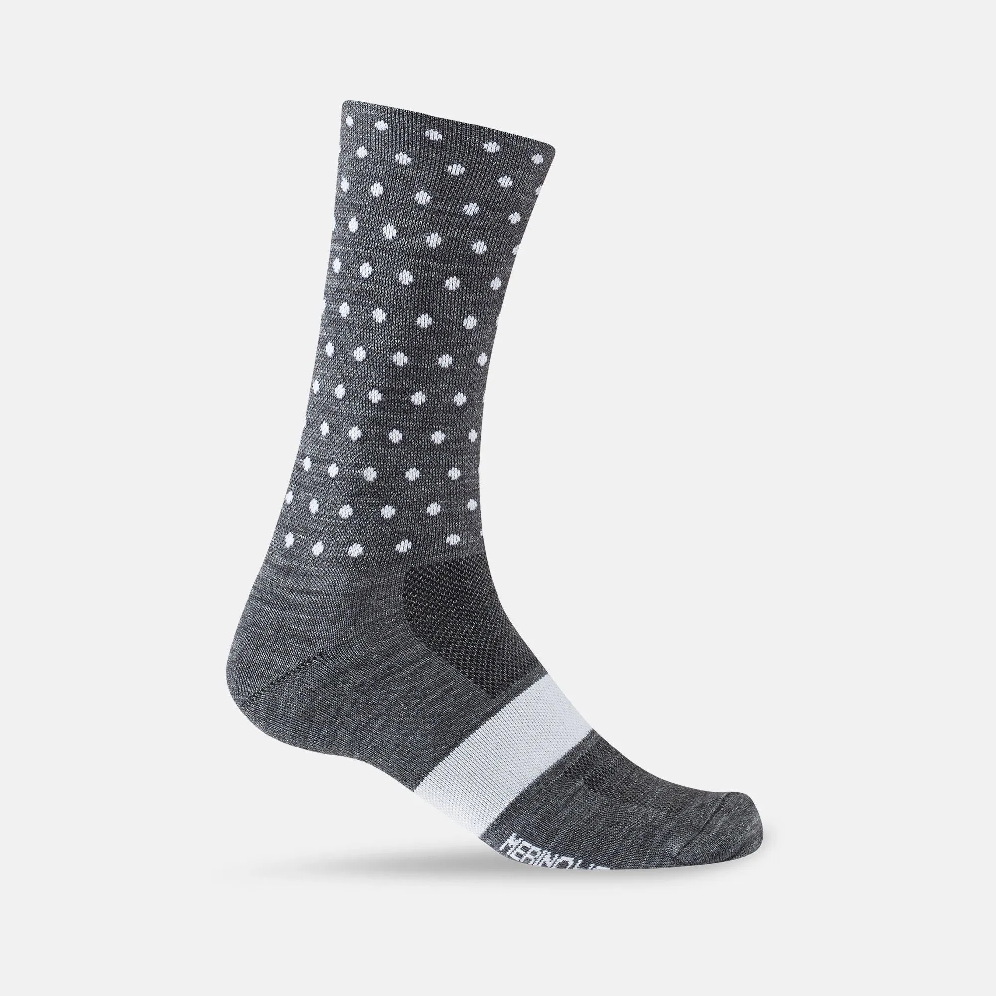 Giro Seasonal Merino Wool Sock Bicycle Socks Charcoal/White Dots Large