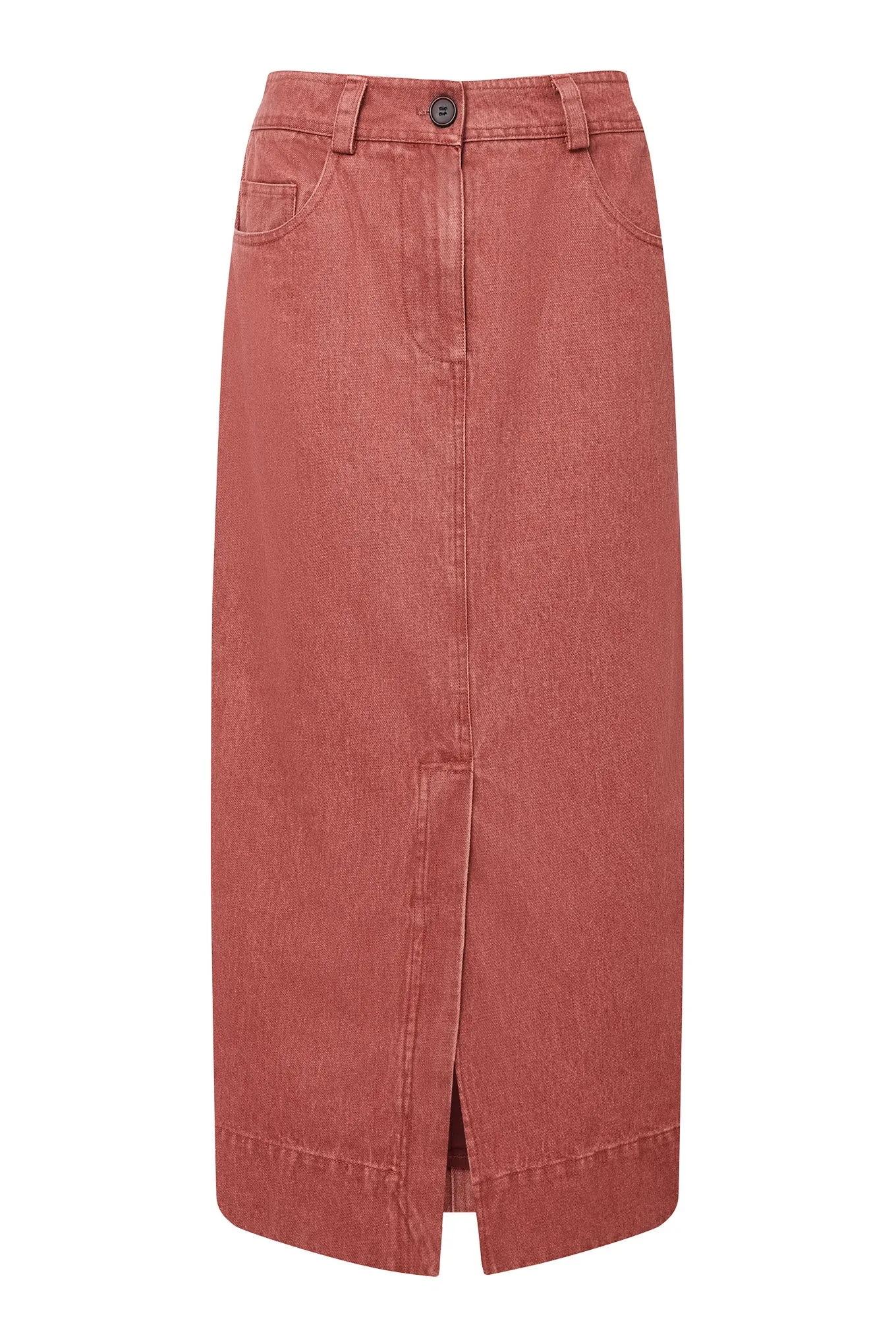 Grace Organic Cotton Denim Skirt Red