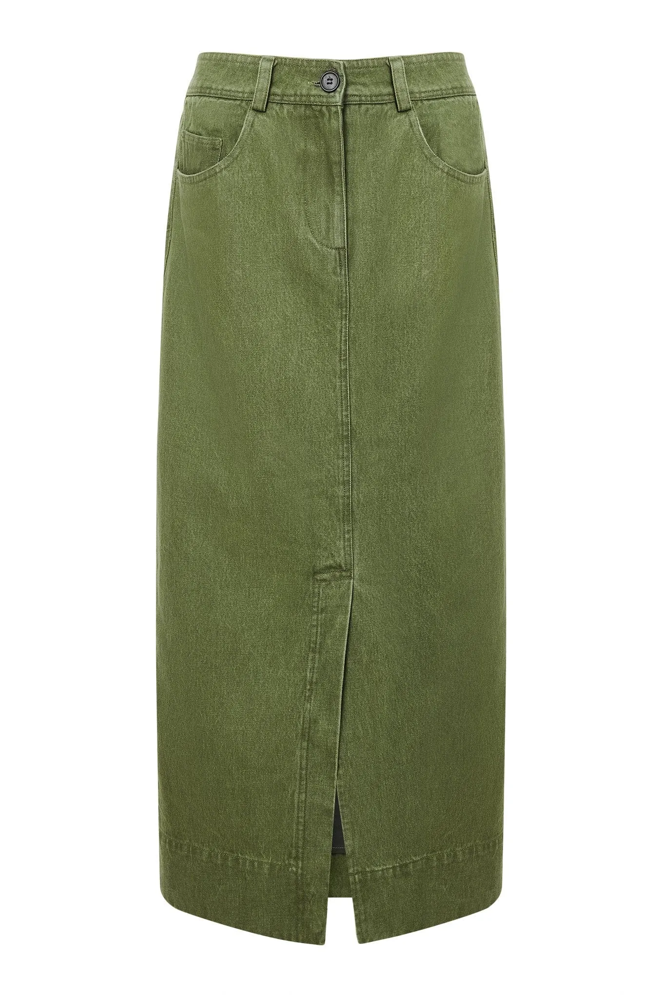 Grace Women's Organic Cotton Twill Denim Skirt | Green Wash