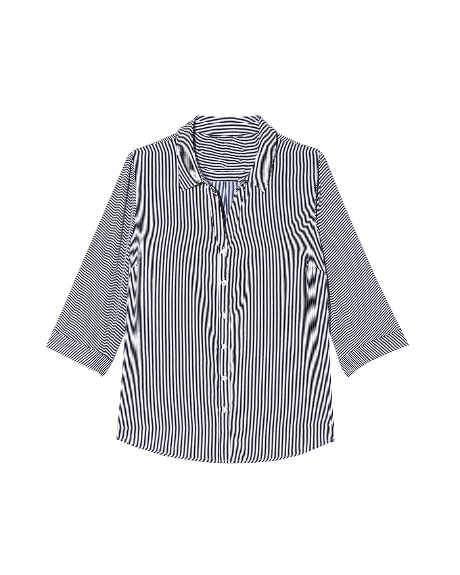 Gracia 3/4 Sleeve Button Down | Royal Blue / White