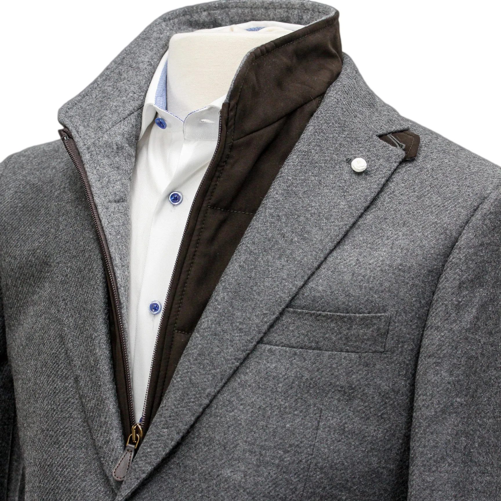 Gray Travel Jacket Coat Contemporary Fit  Loro Piana Storm System - Luigi Bianchi Mantova