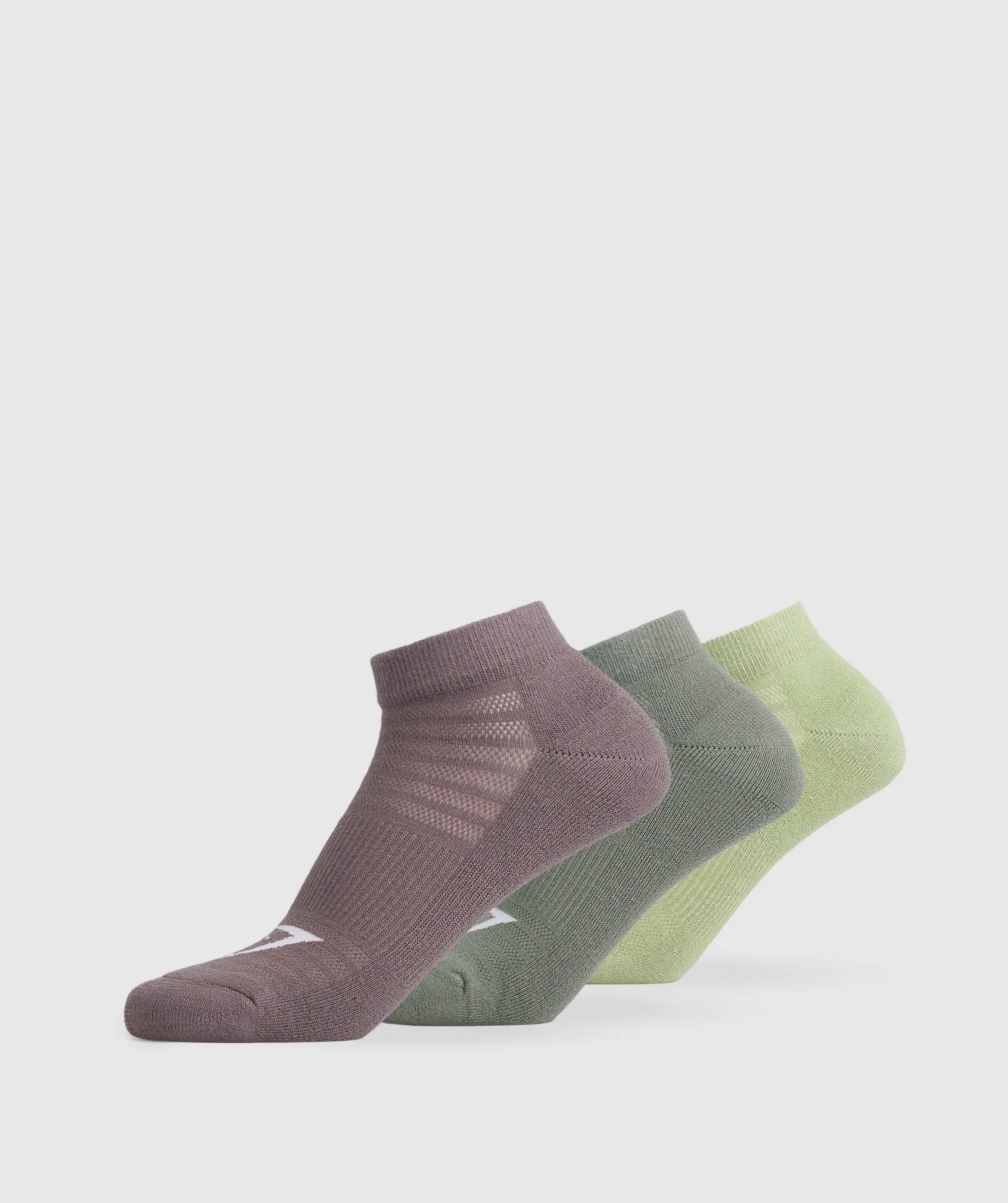 Gymshark Trainer Socks 3pk - Walnut Mauve/Light Sage Green/Dusk Green