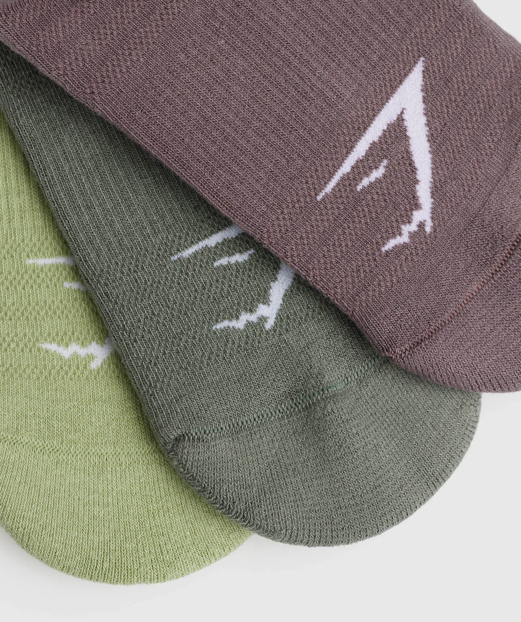 Gymshark Trainer Socks 3pk - Walnut Mauve/Light Sage Green/Dusk Green