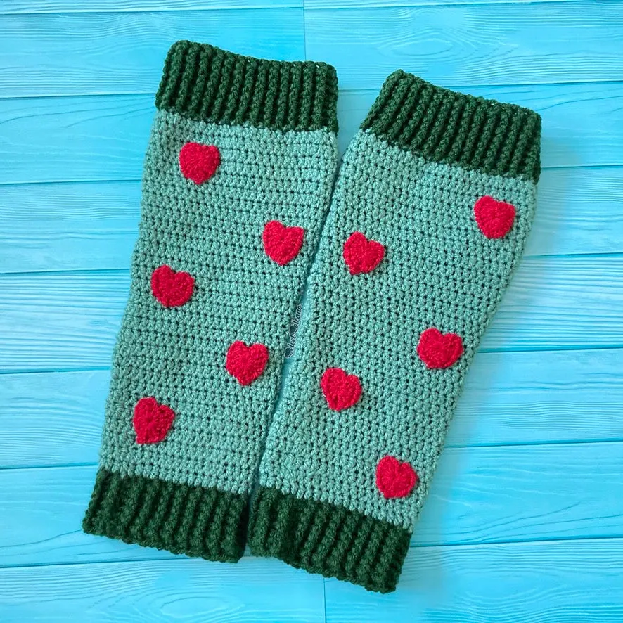 Heart Print Leg Warmers (Custom Colour)