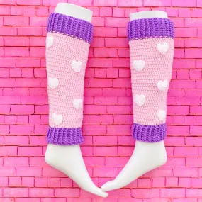 Heart Print Leg Warmers (Custom Colour)