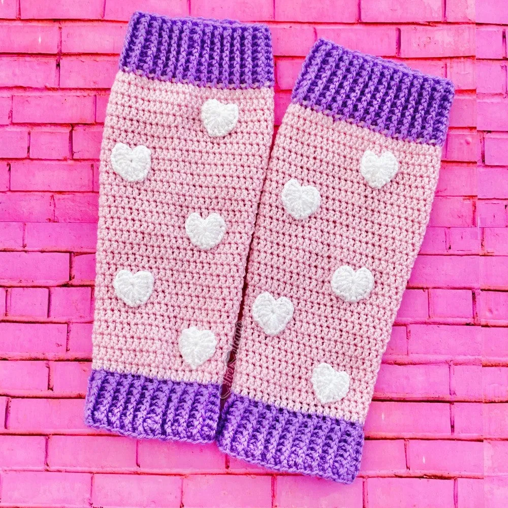 Heart Print Leg Warmers (Custom Colour)