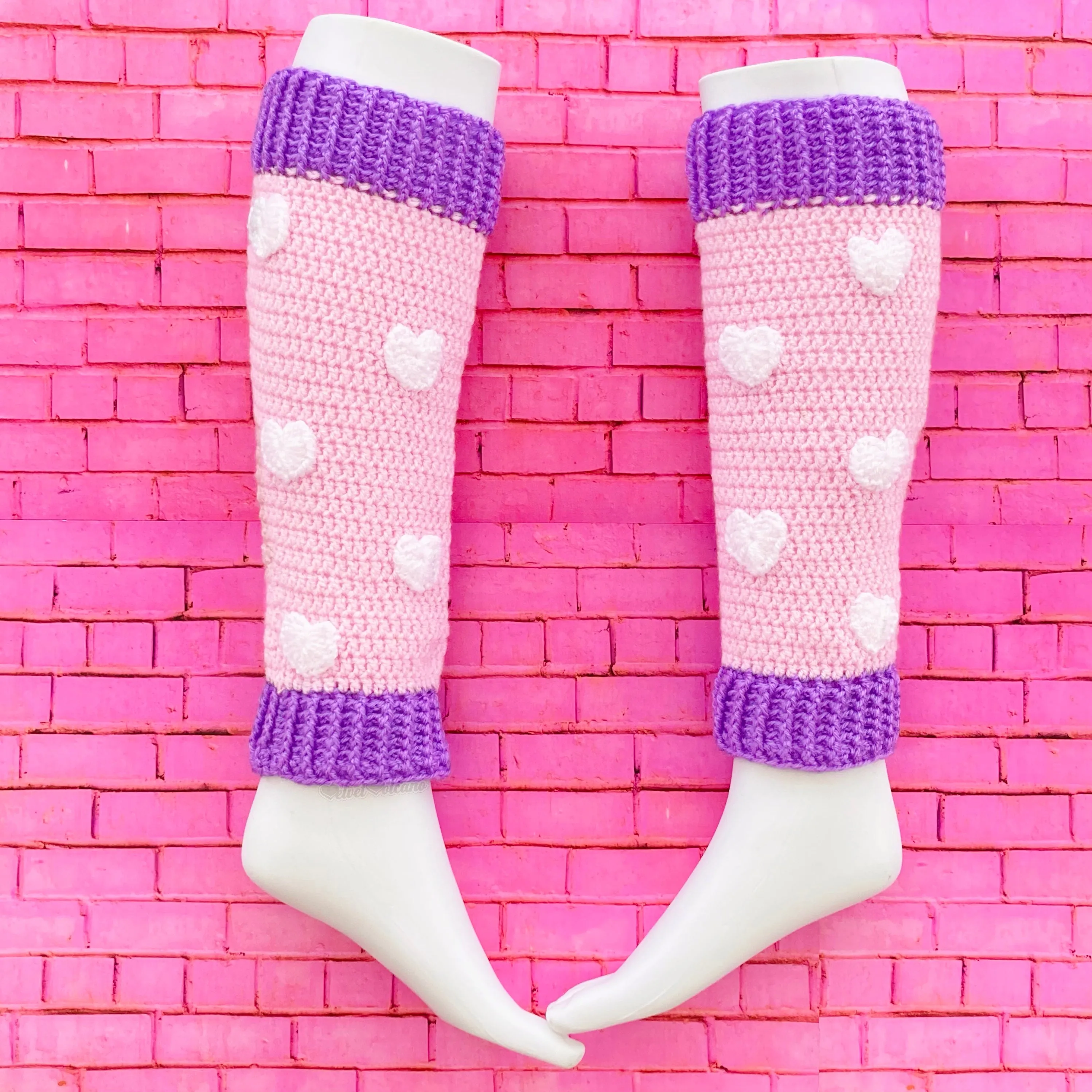 Heart Print Leg Warmers (Custom Colour)