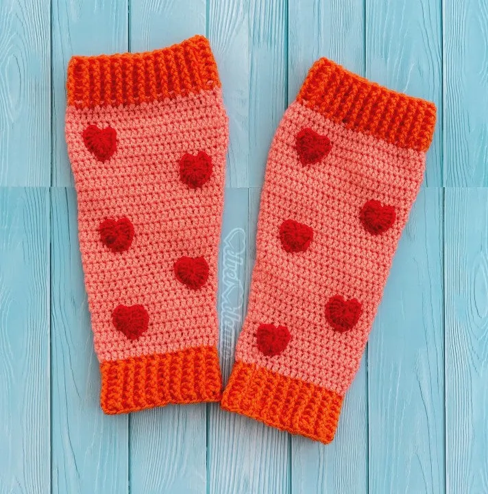 Heart Print Leg Warmers (Custom Colour)