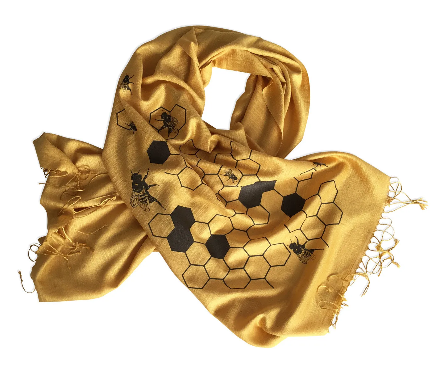 Honey Bee Scarf. Beehive linen-weave Pashmina