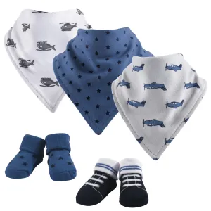 Hudson Baby Cotton Bib and Sock Set, Wingman