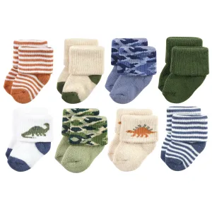 Hudson Baby Cotton Rich Newborn and Terry Socks, Dinosaur Explorer