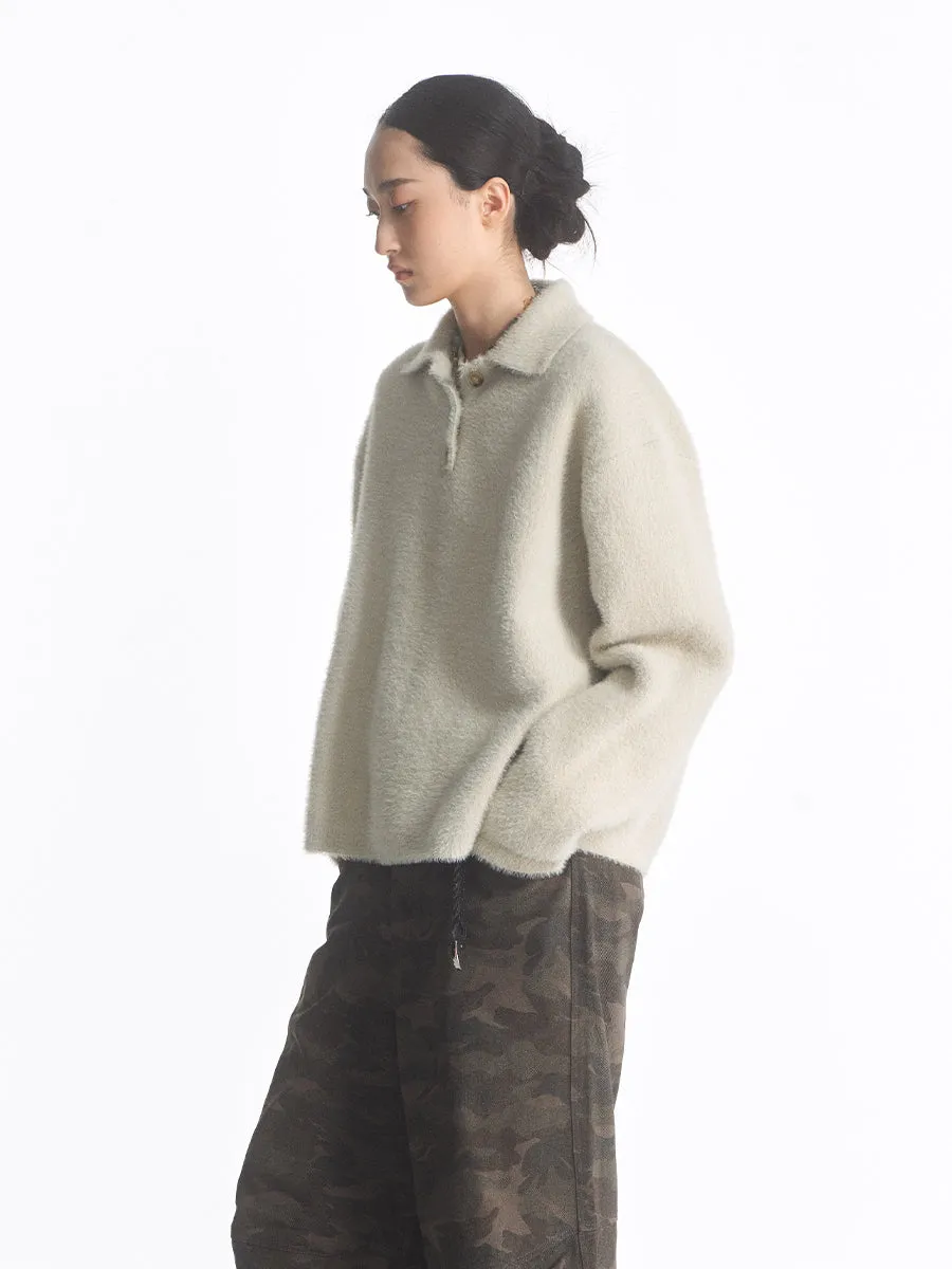 Imitation mink polo neck sweater