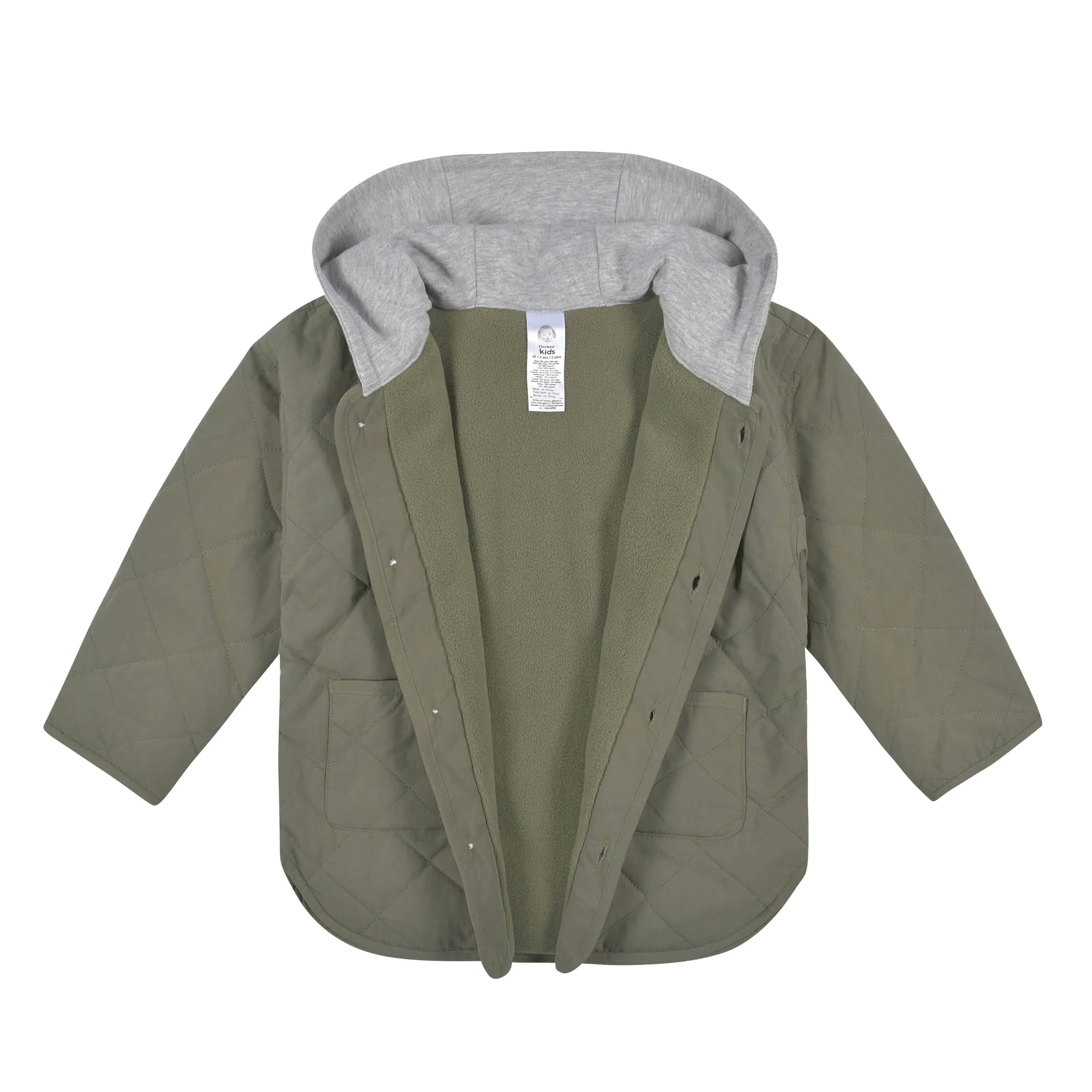 Infant & Toddler Boys Sage Green Quilted Hooded Jacket